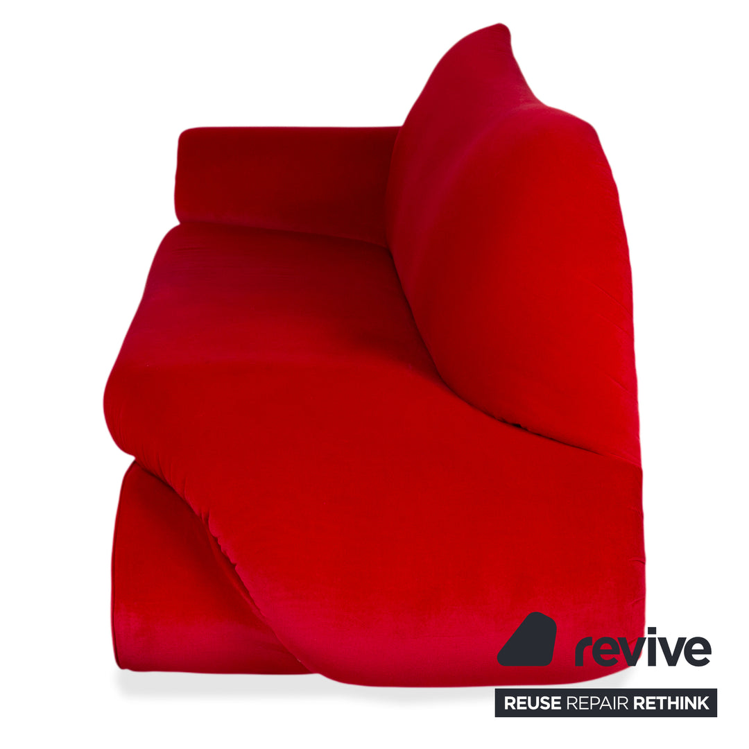 Bretz Gaudi Velvet Fabric Three-Seater Red Sofa Couch