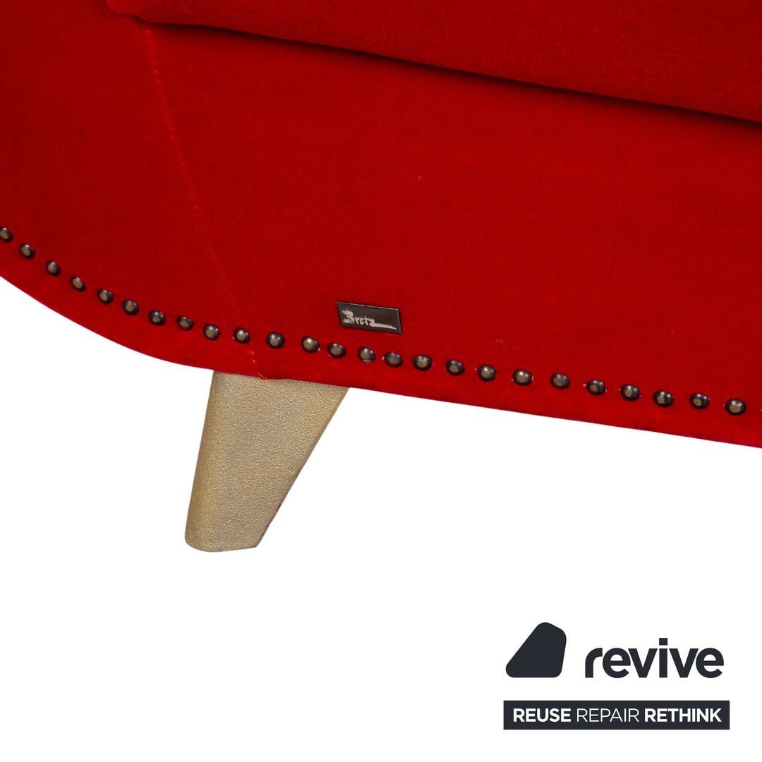 Bretz Gaudi Samt Stoff Dreisitzer Rot Sofa Couch