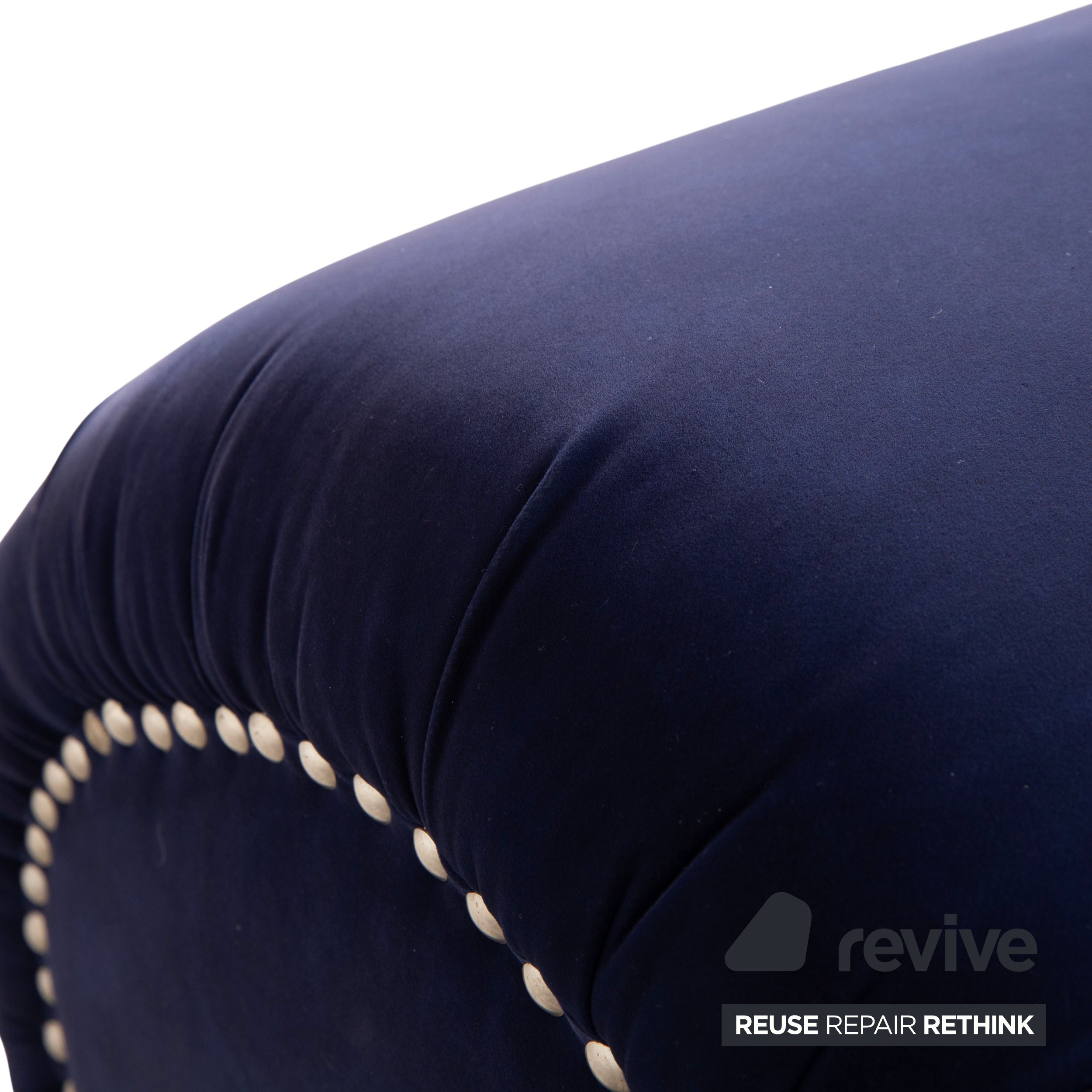 Bretz Gaudi Samt Stoff Hocker Dunkelblau