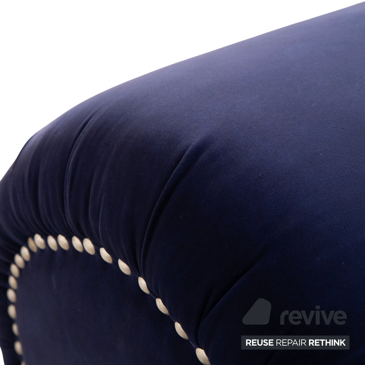 Bretz Gaudi Samt Stoff Hocker Dunkelblau