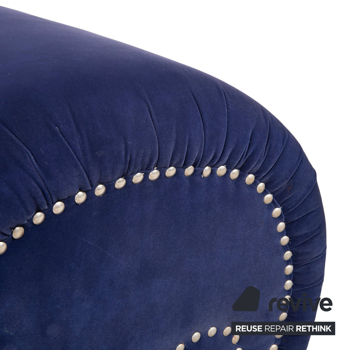 Bretz Gaudi Samt Stoff Hocker Dunkelblau