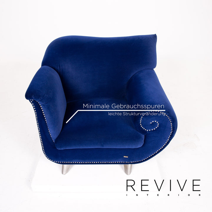 Bretz Gaudi Velvet Fabric Armchair Dark Blue Blue #13800