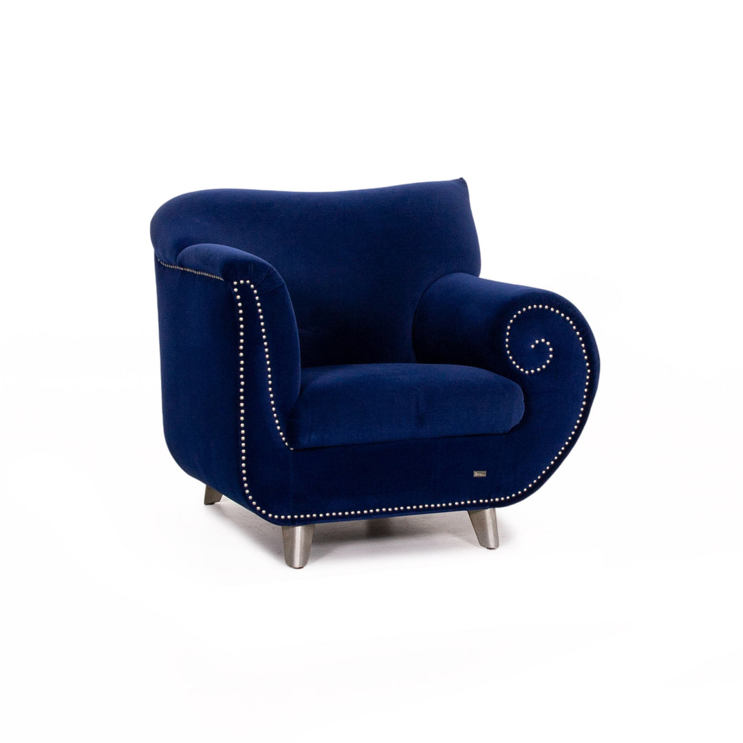 Fauteuil en tissu velours Bretz Gaudi bleu foncé bleu #13800