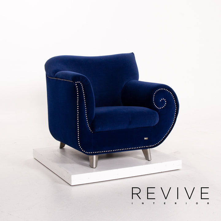 Fauteuil en tissu velours Bretz Gaudi bleu foncé bleu #13800