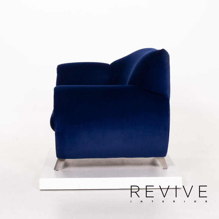 Bretz Gaudi Velvet Fabric Armchair Dark Blue Blue #13800