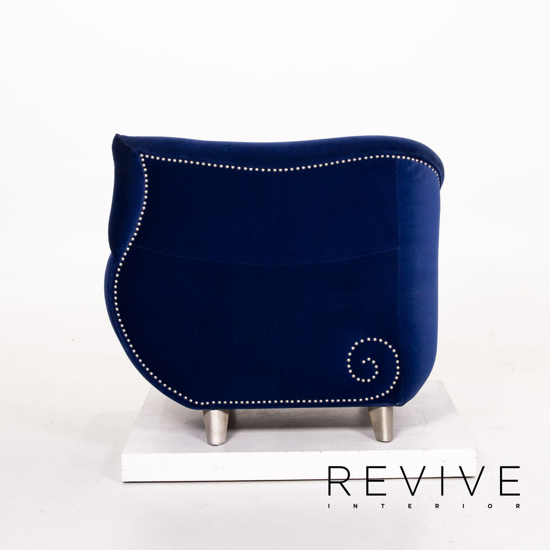 Bretz Gaudi Velvet Fabric Armchair Dark Blue Blue #13800