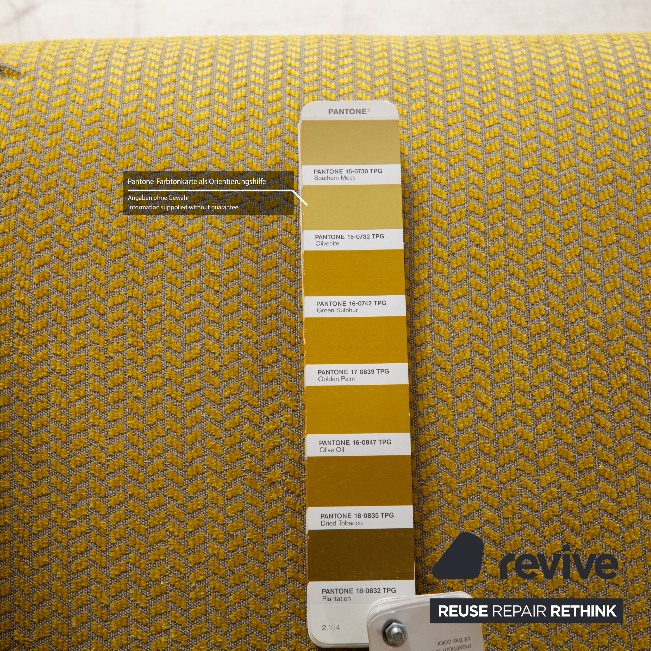 Bretz Gaudi Samt Stoff Sofa Gelb Grün Dreisitzer Couch Neubezug