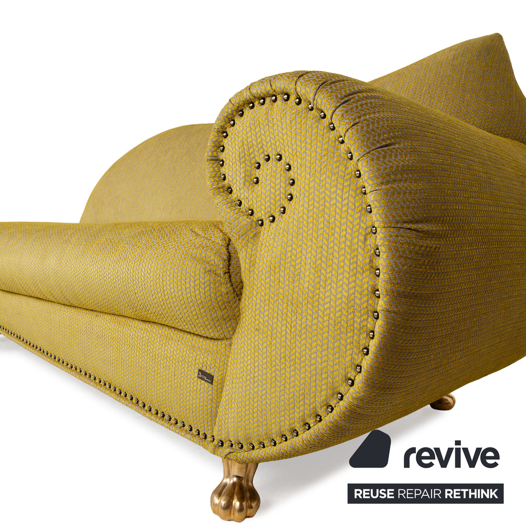 Bretz Gaudi Samt Stoff Sofa Gelb Grün Dreisitzer Couch Neubezug
