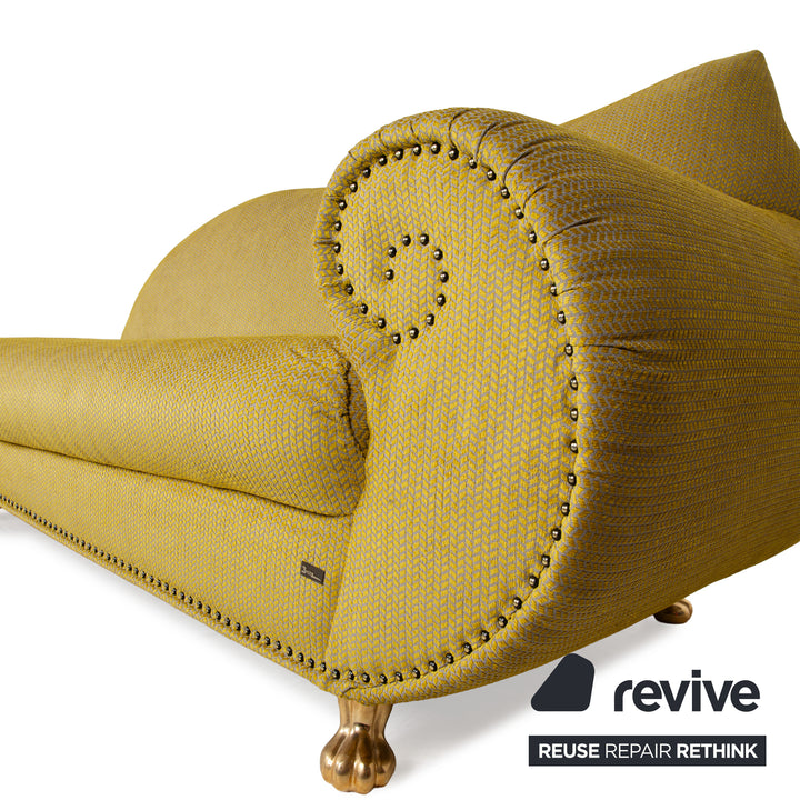 Bretz Gaudi Samt Stoff Sofa Gelb Grün Dreisitzer Couch Neubezug