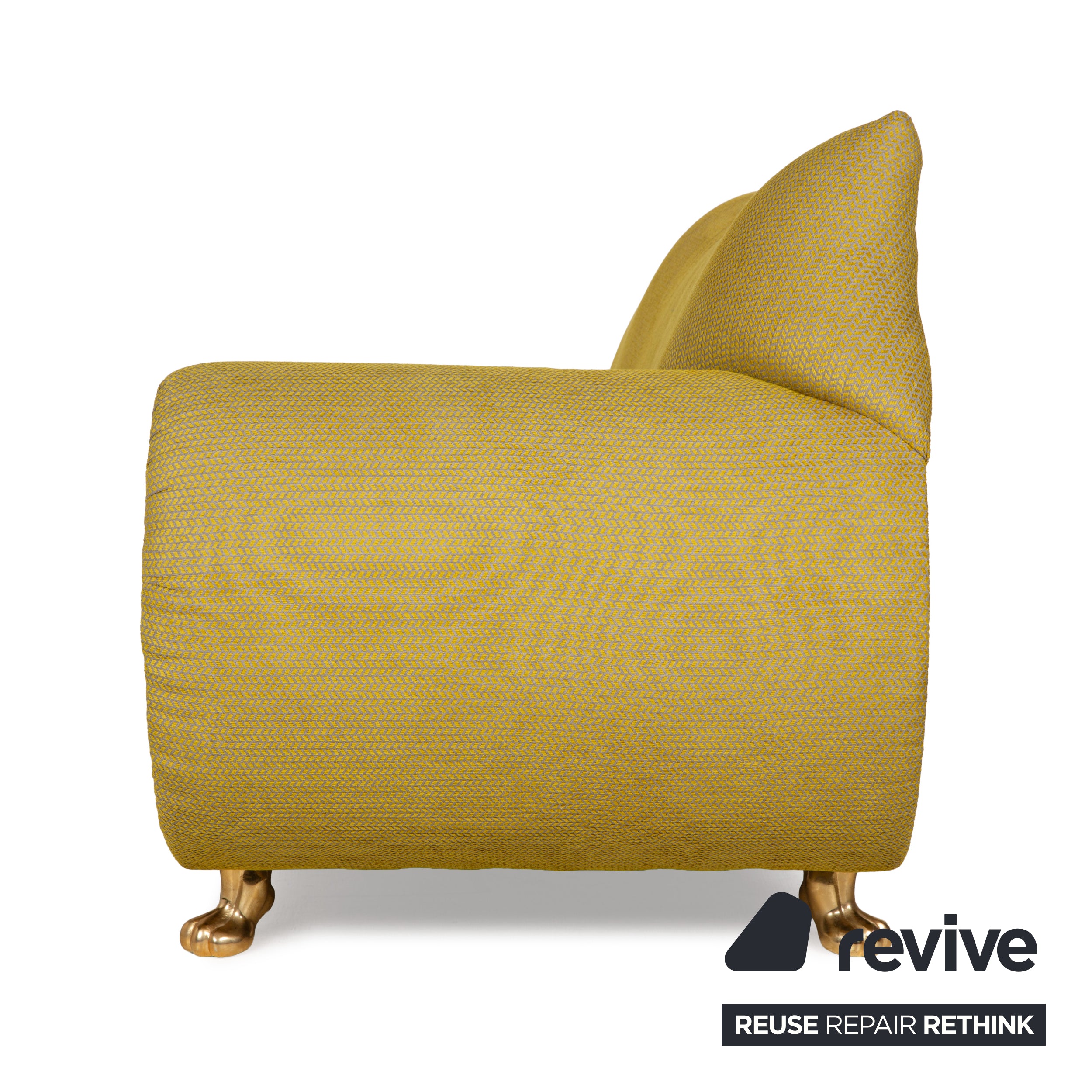 Bretz Gaudi Samt Stoff Sofa Gelb Grün Dreisitzer Couch Neubezug