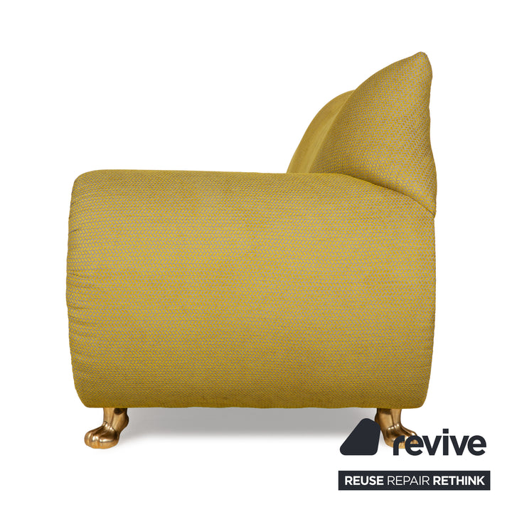 Bretz Gaudi Velvet Fabric Sofa Yellow Green Three-seater Couch New Cover