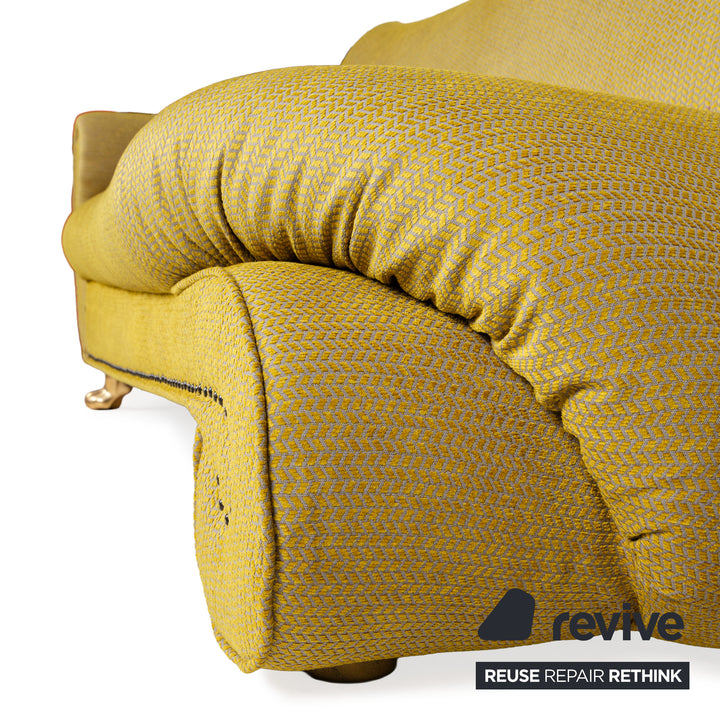 Bretz Gaudi Velvet Fabric Sofa Yellow Green Three-seater Couch New Cover