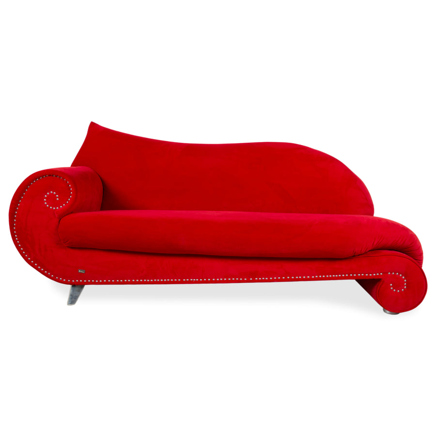 Bretz Gaudi Velvet Fabric Sofa Red Three Seater Couch