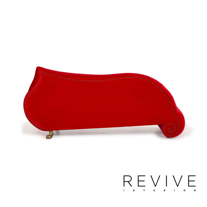 Bretz Gaudi Velvet Fabric Sofa Red Three Seater Couch