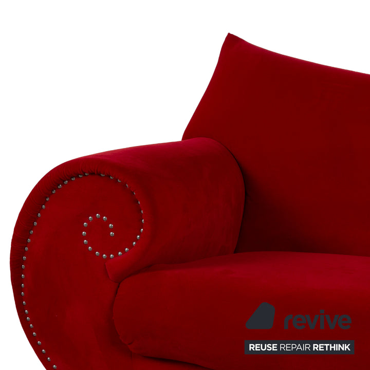 Bretz Gaudi Samt Stoff Sofa Rot Dreisitzer Couch