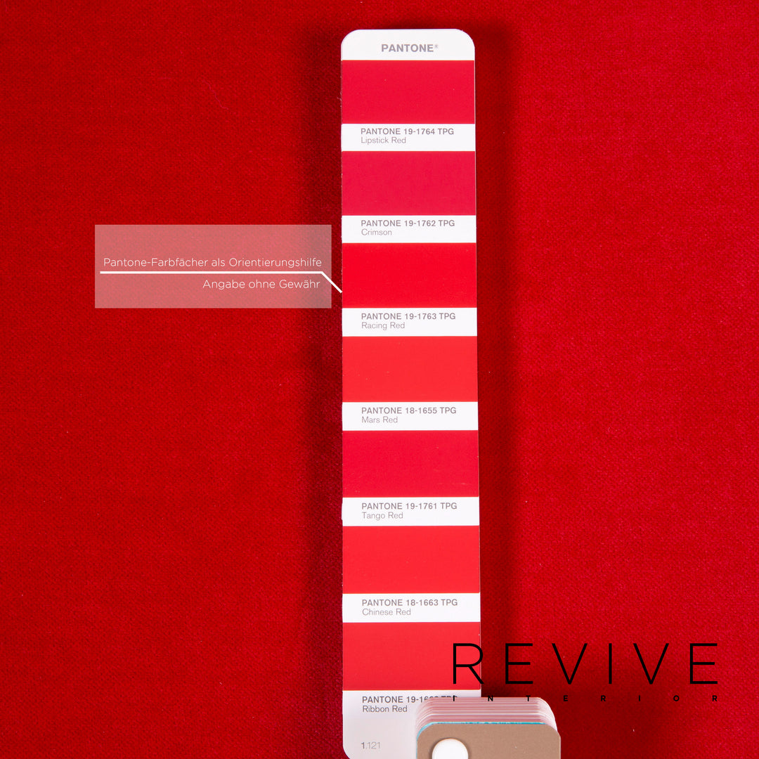 Bretz Gaudi Velvet Fabric Sofa Red Three Seater Couch