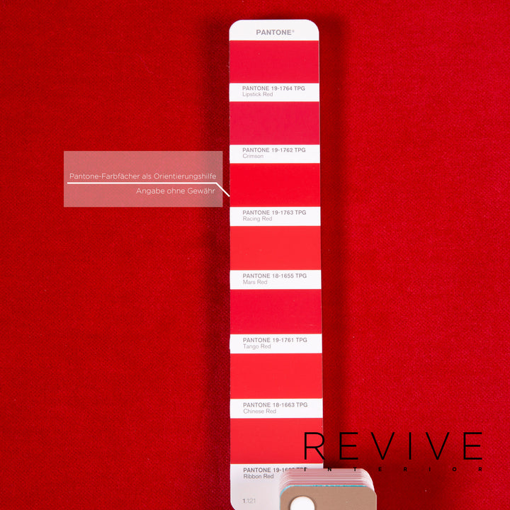 Bretz Gaudi Velvet Fabric Sofa Red Three Seater Couch