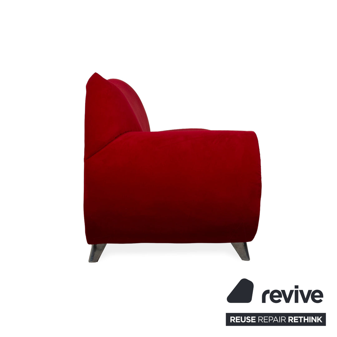 Bretz Gaudi fløjl stof sofa rød trepersoners sofa