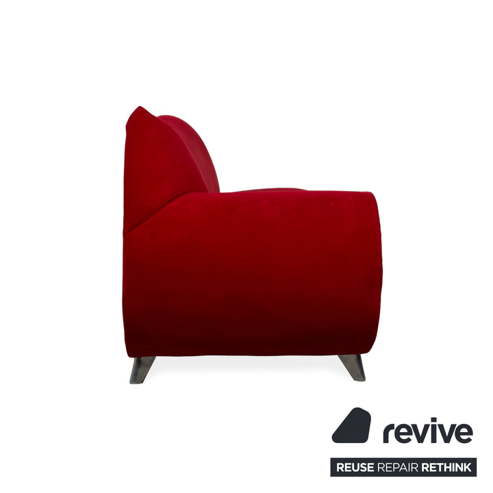 Bretz Gaudi fløjl stof sofa rød trepersoners sofa