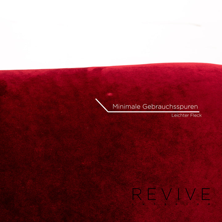 Bretz Gaudi Velvet Fabric Sofa Red Three Seater Couch Gold Plated #14192