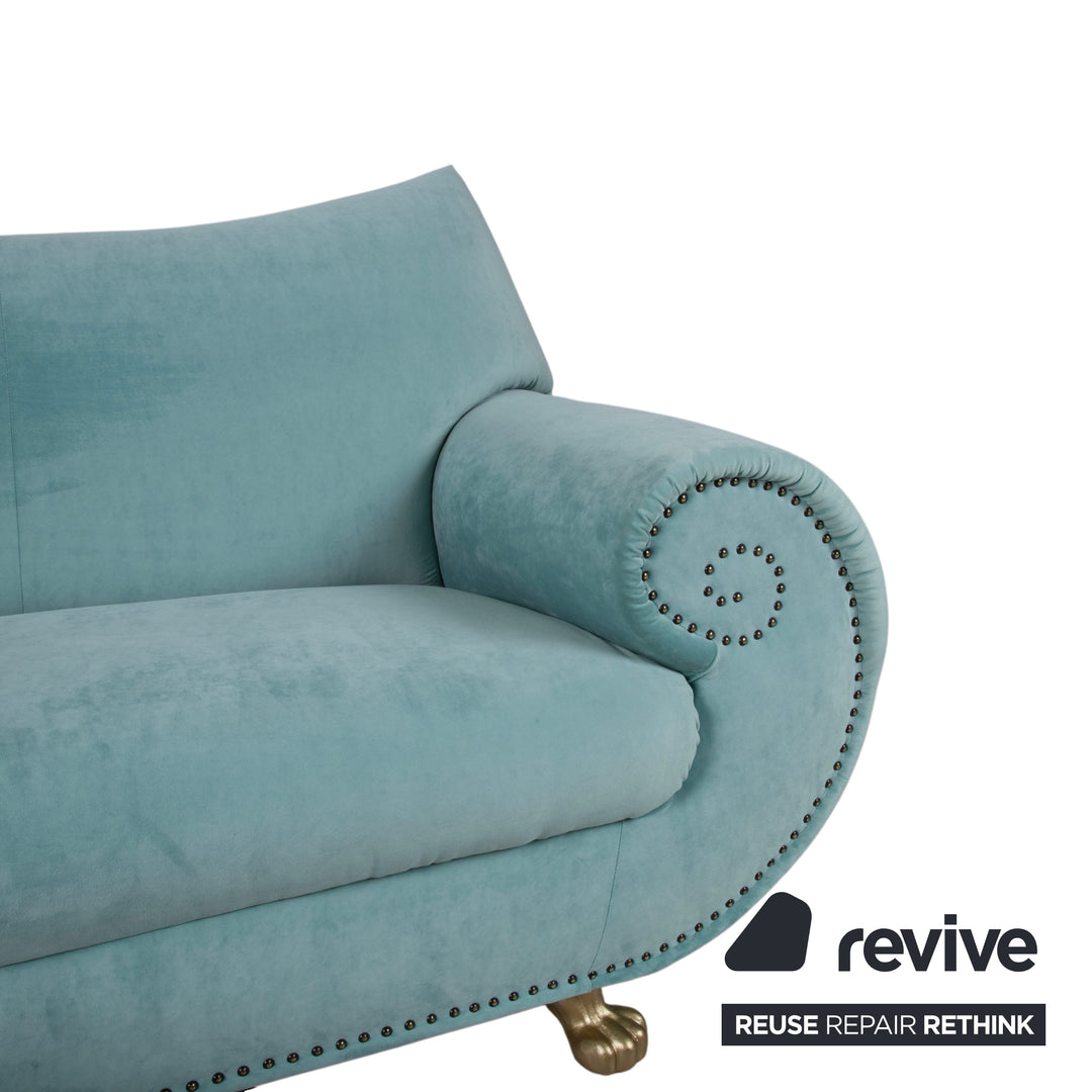 Bretz Gaudi Velvet Two-Seater Light Turquoise Sofa Couch New Upholstery Melia FR 858