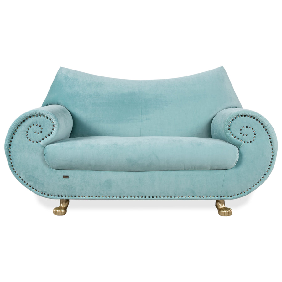 Bretz Gaudi Samt Zweisitzer Hell­türkis Sofa Couch Neubezug Melia FR 858