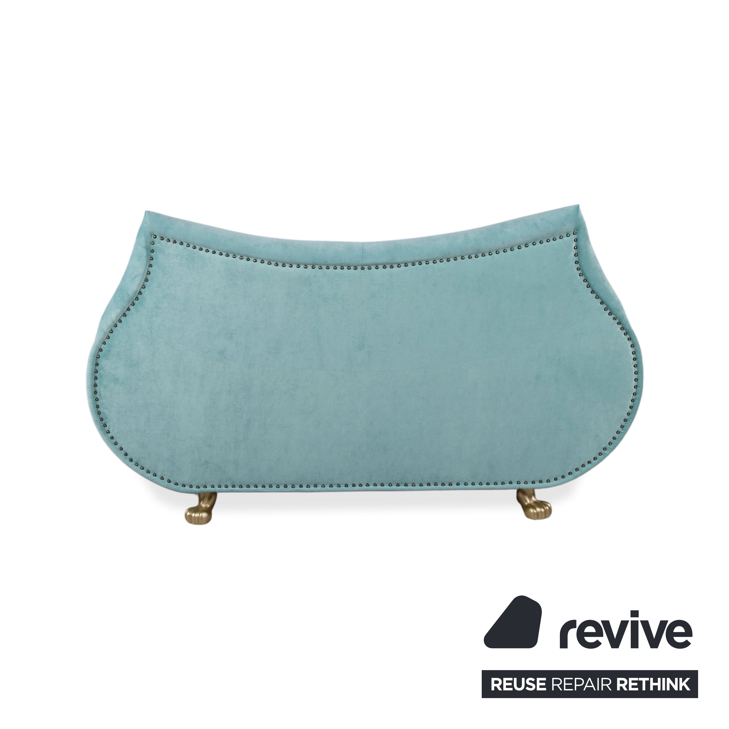 Bretz Gaudi Samt Zweisitzer Hell­türkis Sofa Couch Neubezug Melia FR 858