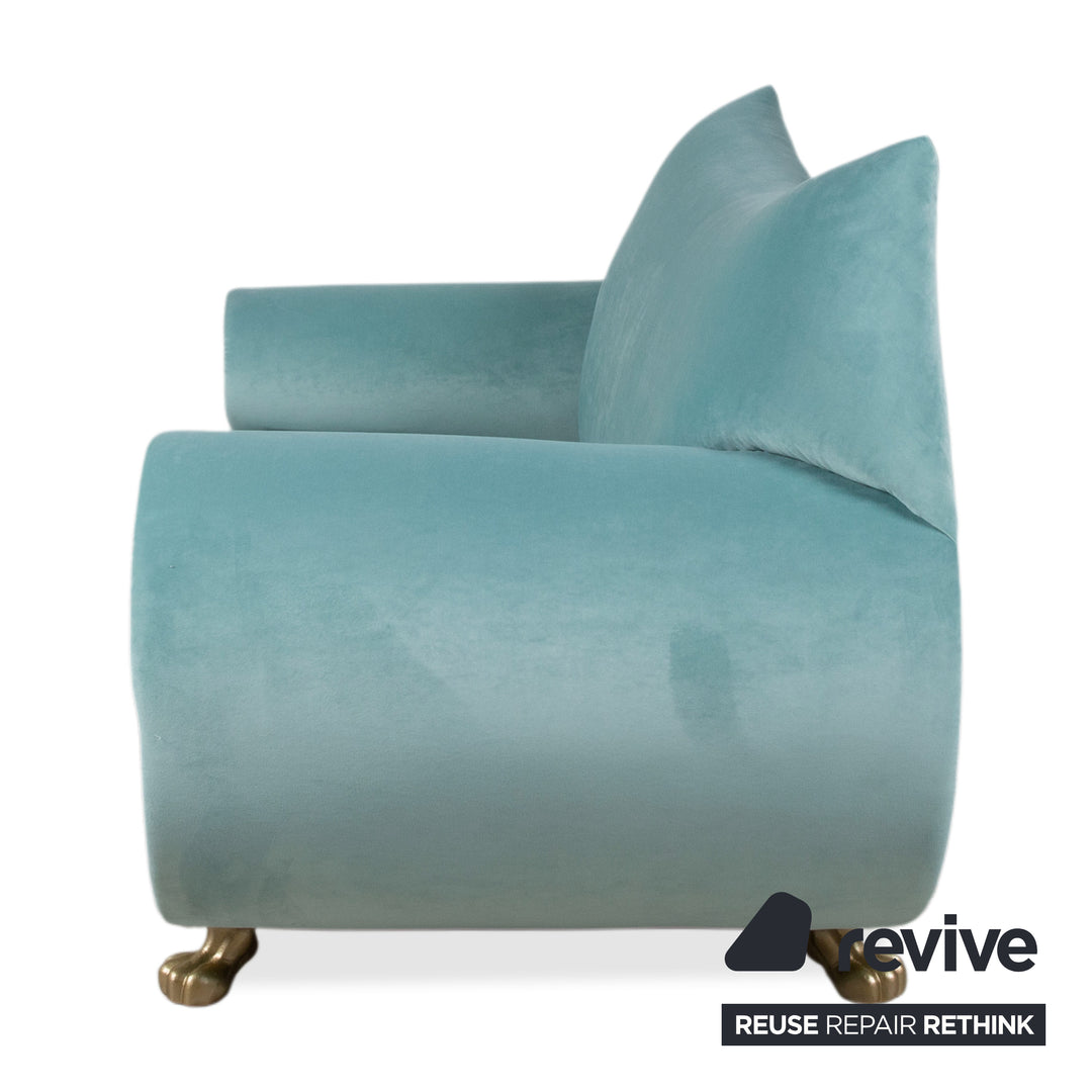 Bretz Gaudi Samt Zweisitzer Hell­türkis Sofa Couch Neubezug Melia FR 858