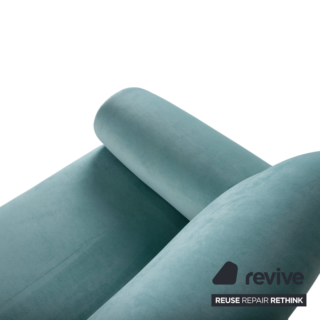 Bretz Gaudi Samt Zweisitzer Hell­türkis Sofa Couch Neubezug Melia FR 858