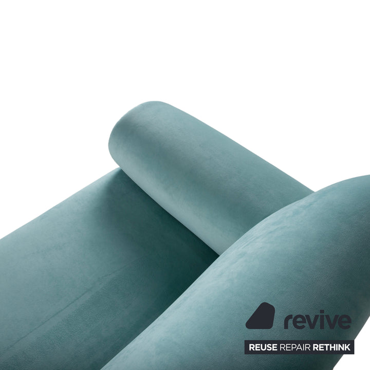 Bretz Gaudi Samt Zweisitzer Hell­türkis Sofa Couch Neubezug Melia FR 858