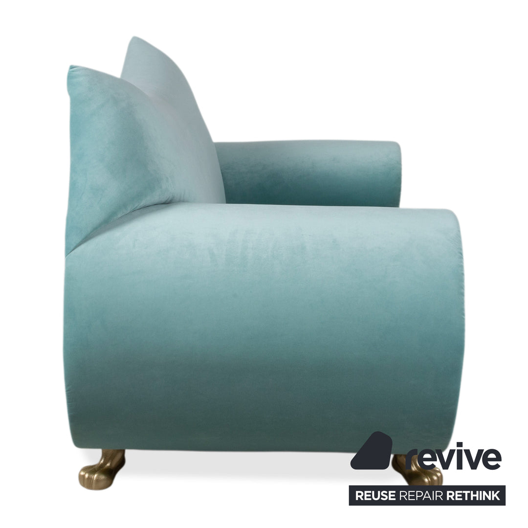 Bretz Gaudi Velvet Two-Seater Light Turquoise Sofa Couch New Upholstery Melia FR 858