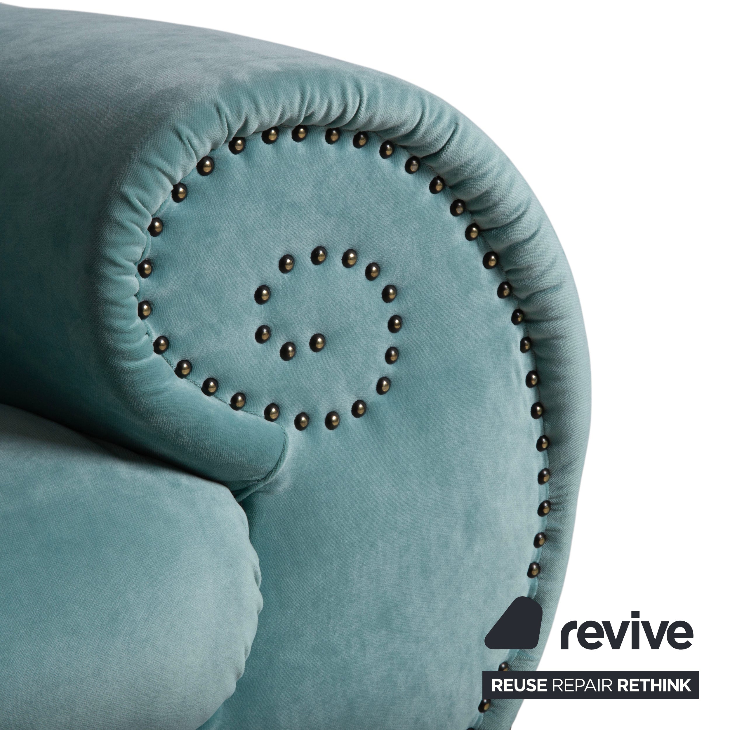 Bretz Gaudi Samt Zweisitzer Hell­türkis Sofa Couch Neubezug Melia FR 858