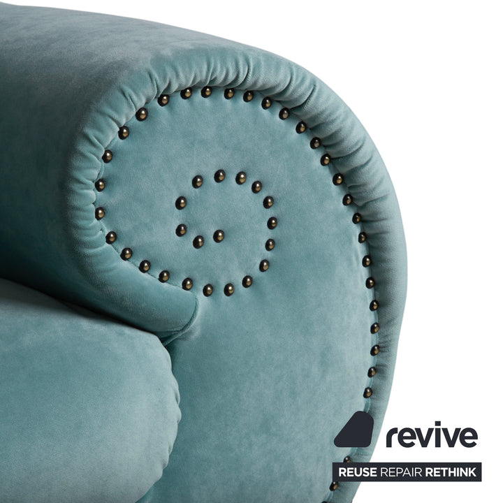 Bretz Gaudi Samt Zweisitzer Hell­türkis Sofa Couch Neubezug Melia FR 858