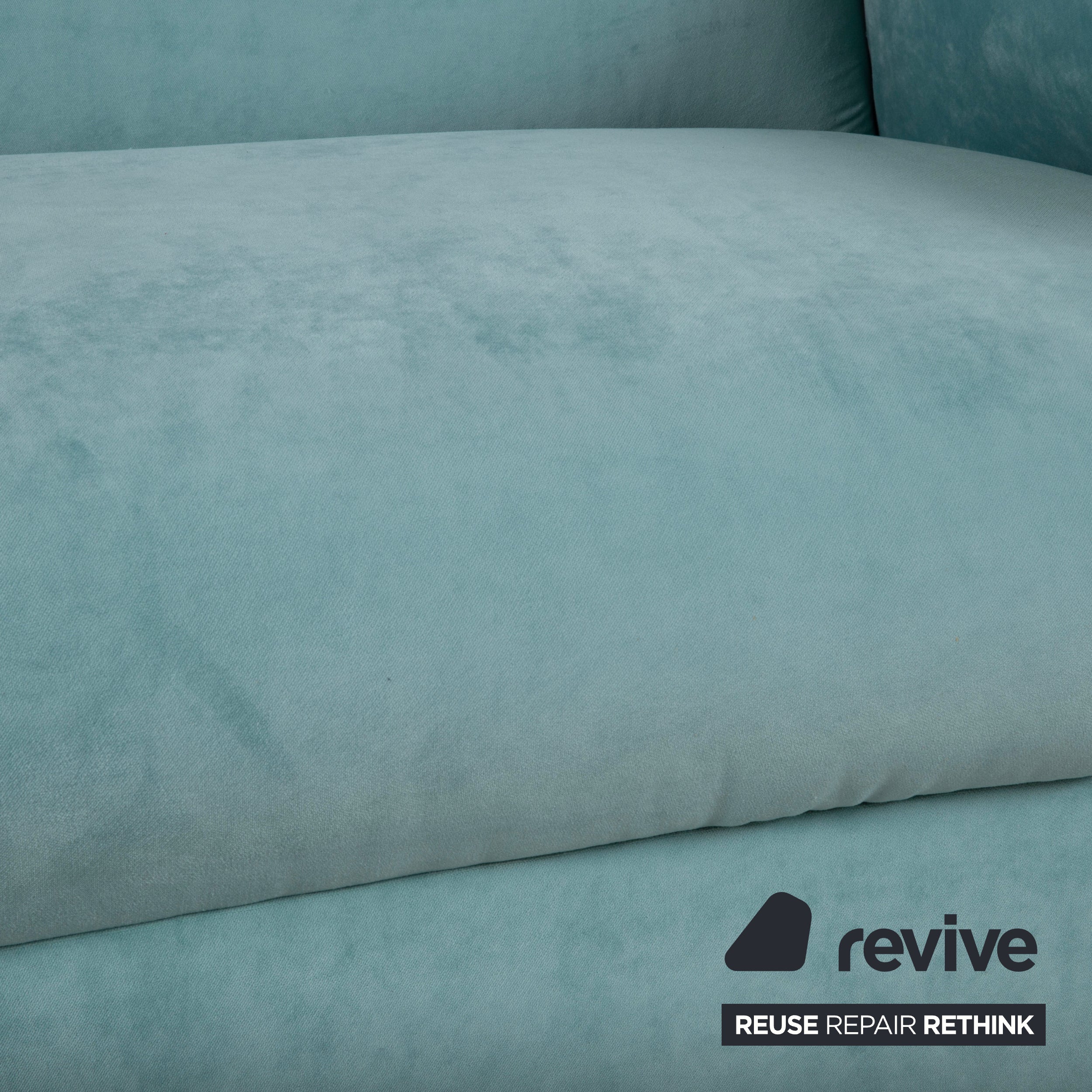 Bretz Gaudi Samt Zweisitzer Hell­türkis Sofa Couch Neubezug Melia FR 858