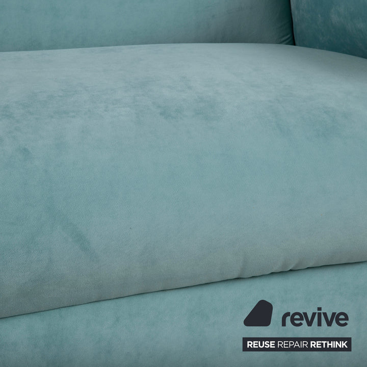 Bretz Gaudi Samt Zweisitzer Hell­türkis Sofa Couch Neubezug Melia FR 858
