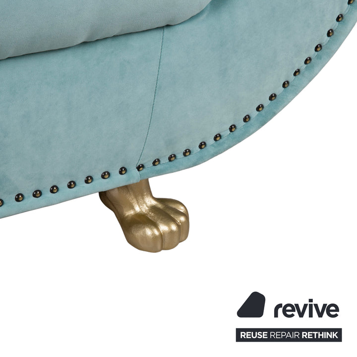 Bretz Gaudi Samt Zweisitzer Hell­türkis Sofa Couch Neubezug Melia FR 858