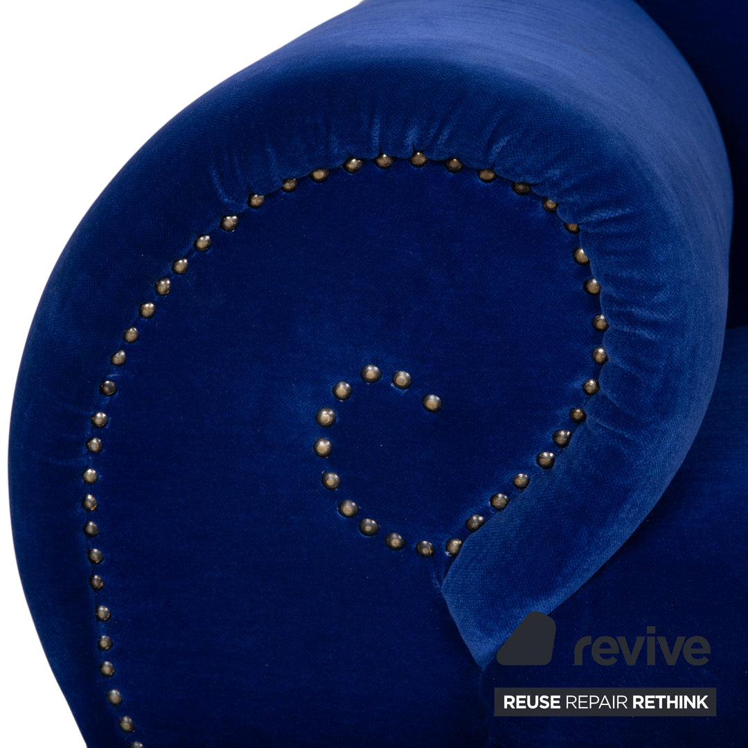 Bretz Gaudi Sessel Samtstoff Blau Löwentatzen Gold