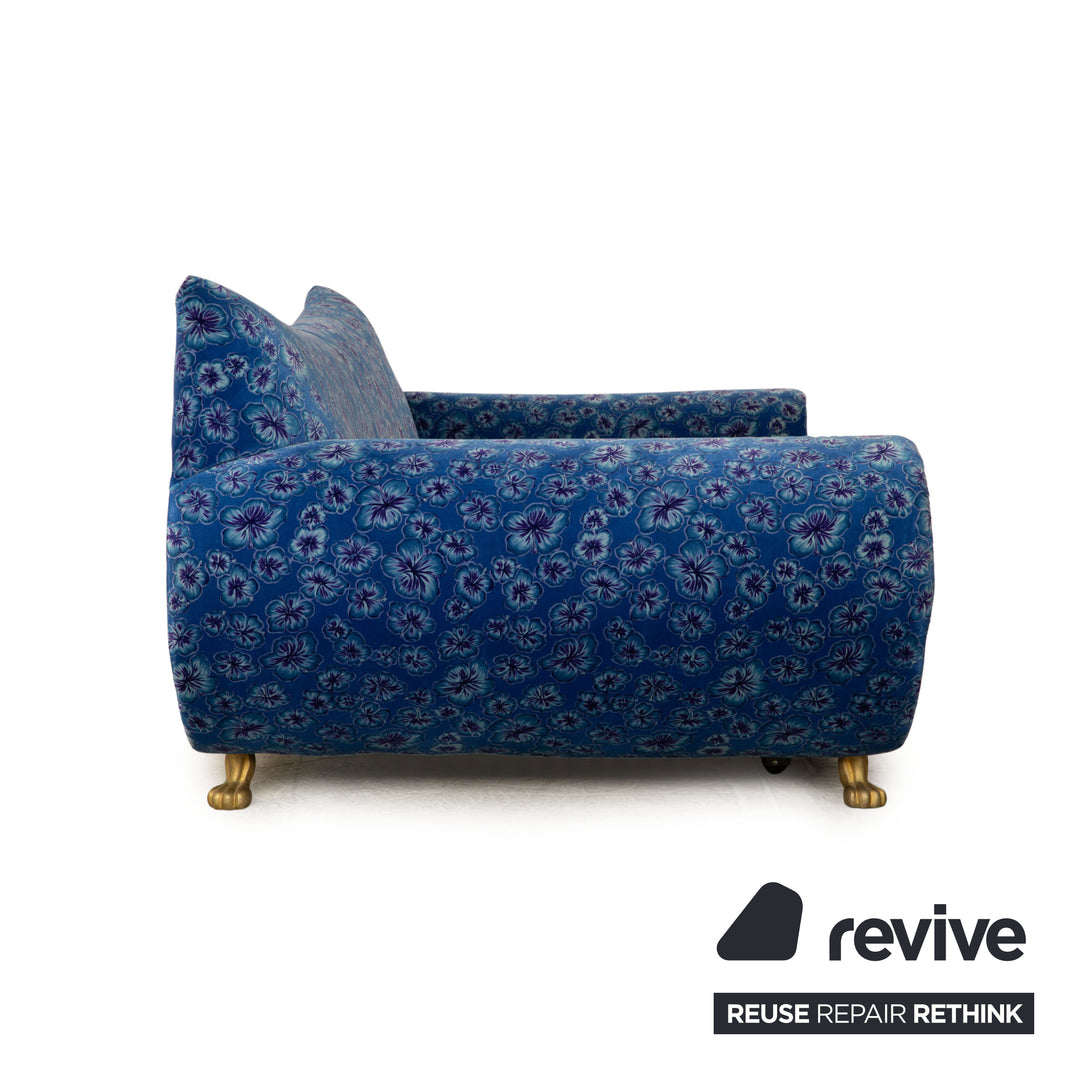 Bretz Gaudi fabric three seater blue manual function sofa bed
