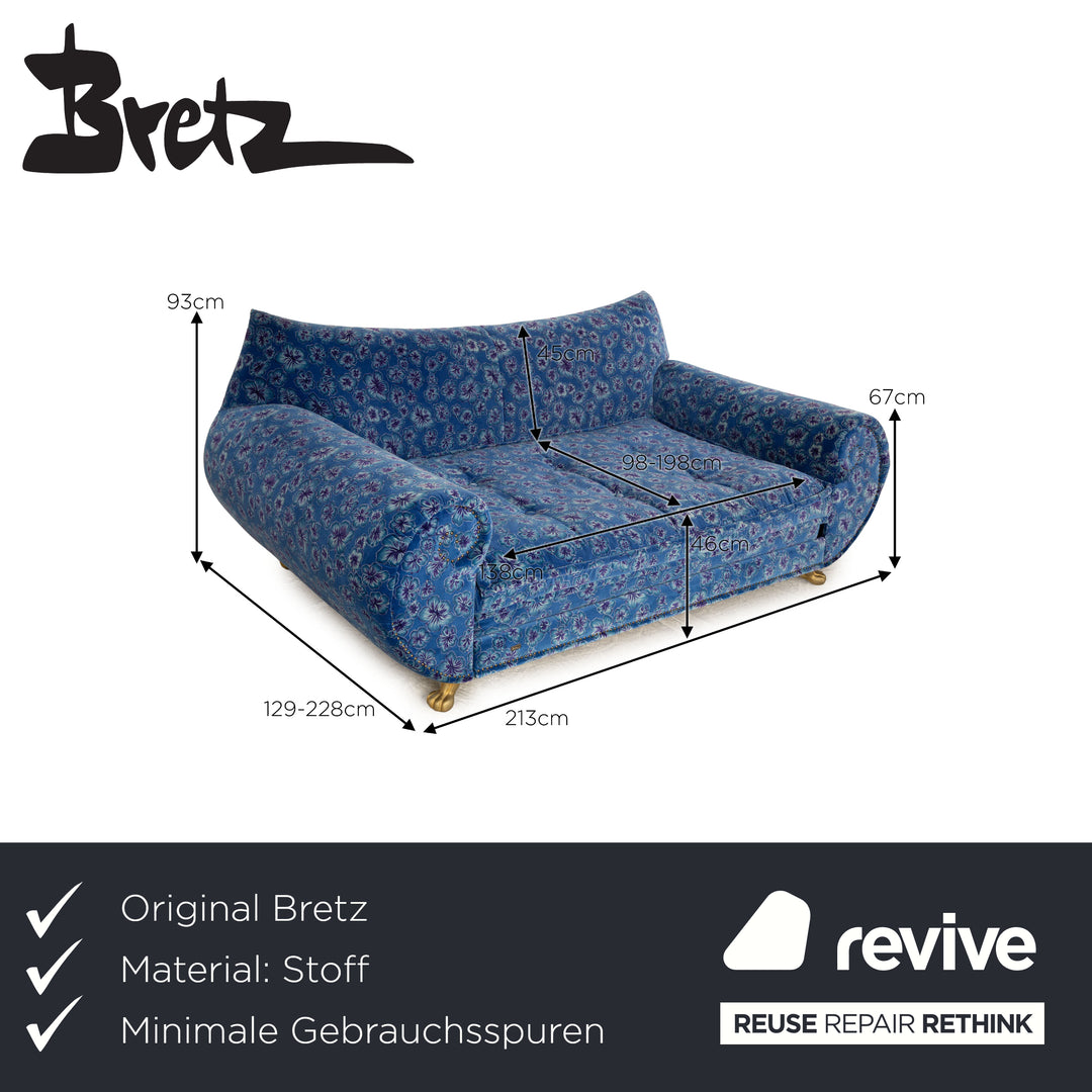 Bretz Gaudi fabric three seater blue manual function sofa bed
