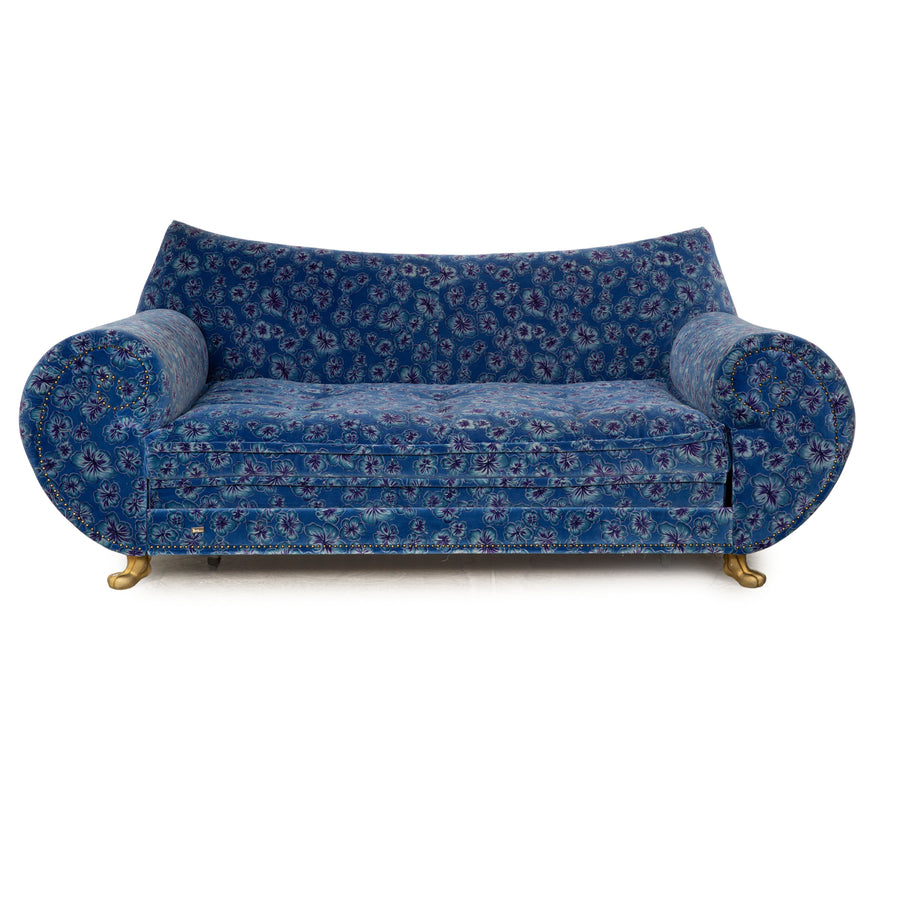 Bretz Gaudi Stoff Dreisitzer Blau manuelle Funktion Schlafsofa