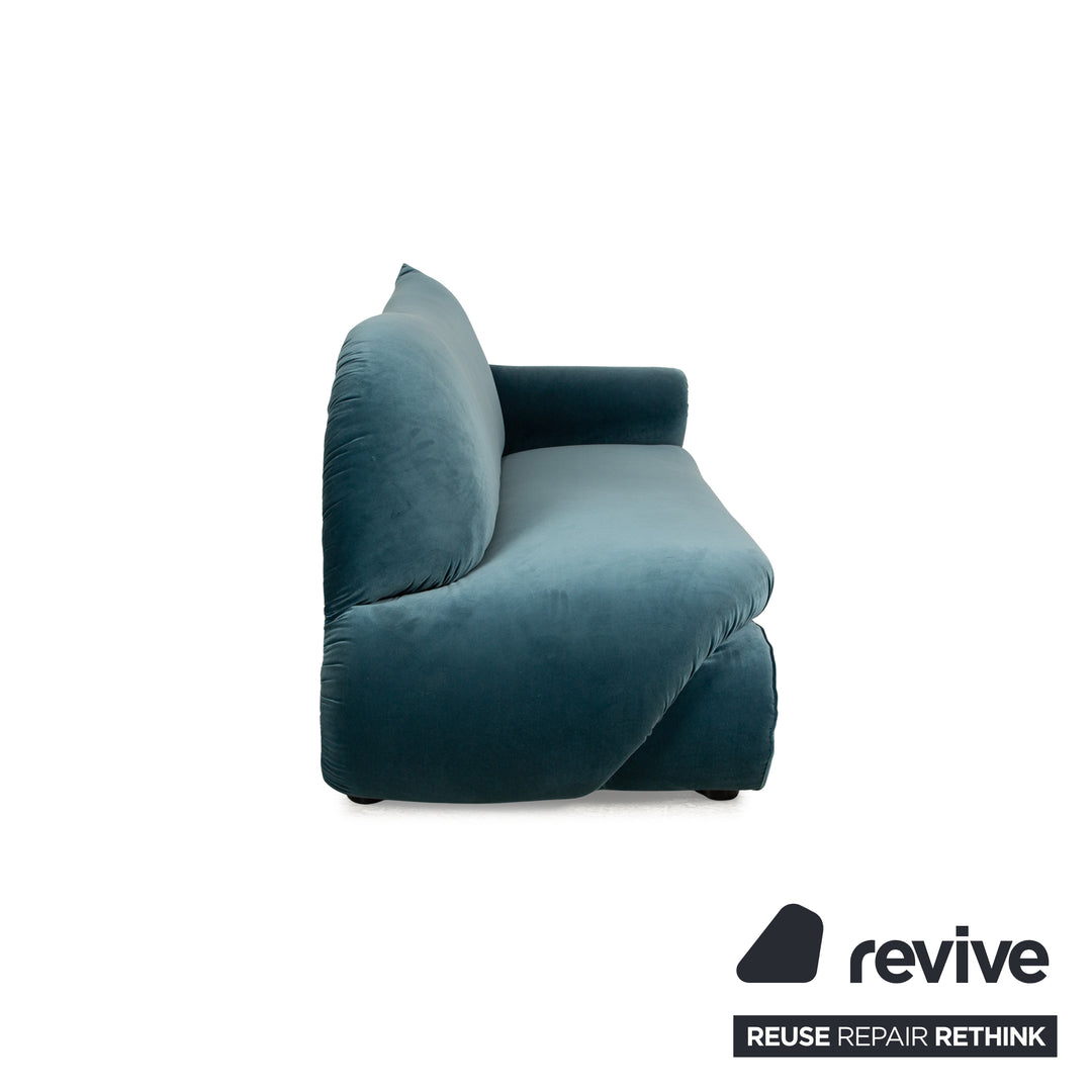 Bretz Gaudi Stoff Dreisitzer Blau Sofa Couch Neubezug