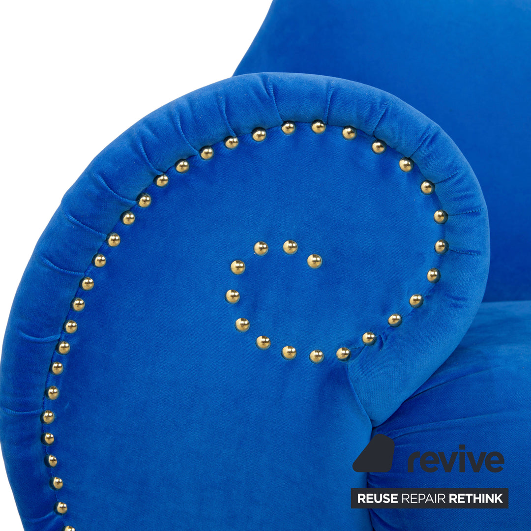 Bretz Gaudi Stoff Dreisitzer Blau Sofa Couch Neubezug