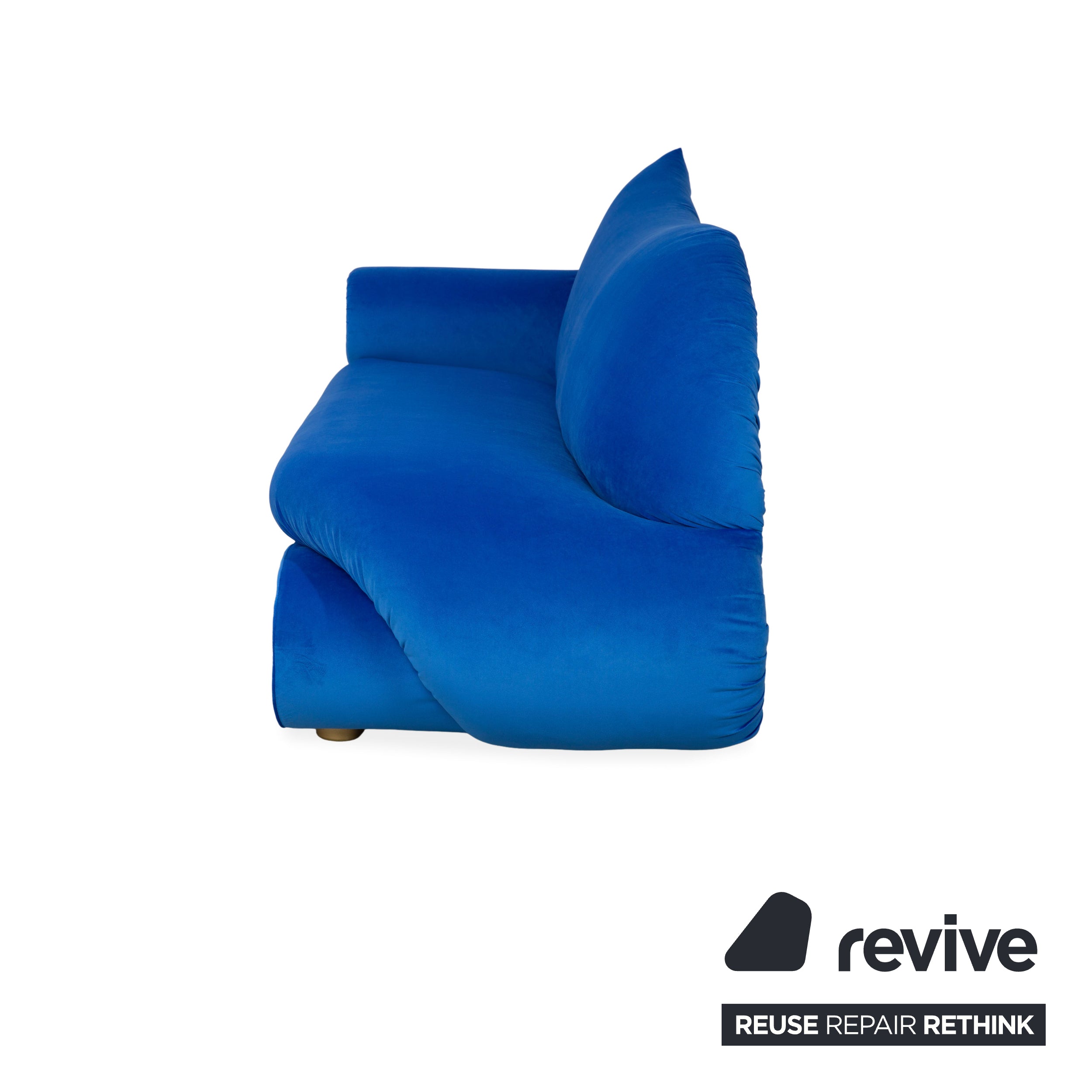 Bretz Gaudi Stoff Dreisitzer Blau Sofa Couch Neubezug