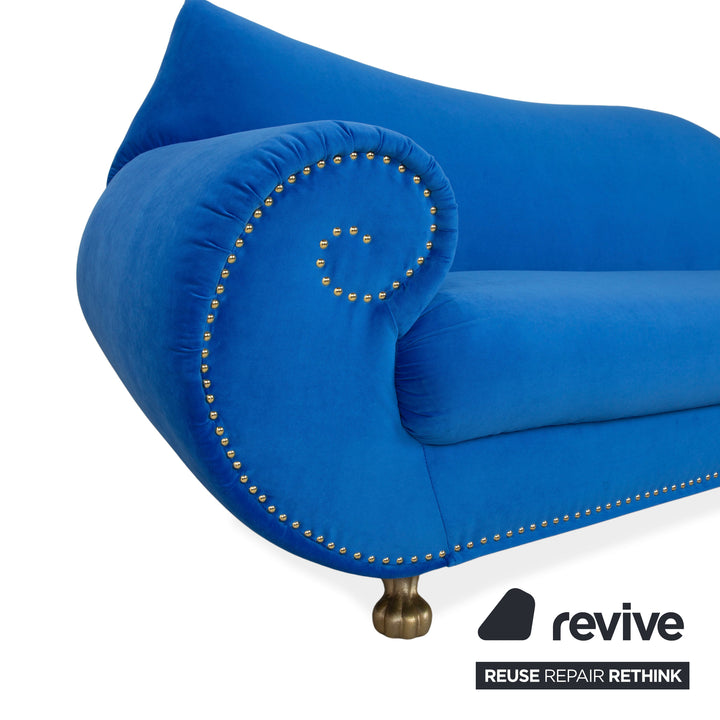 Bretz Gaudi Stoff Dreisitzer Blau Sofa Couch Neubezug