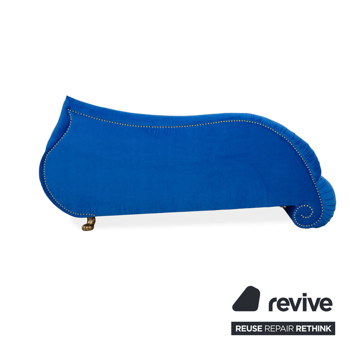 Canapé trois places bleu en tissu Bretz Gaudi retapissé