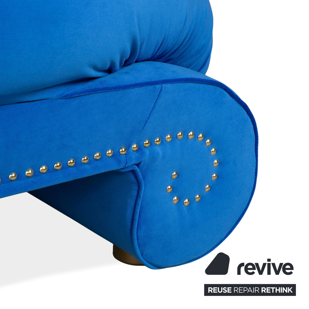 Bretz Gaudi Stoff Dreisitzer Blau Sofa Couch Neubezug