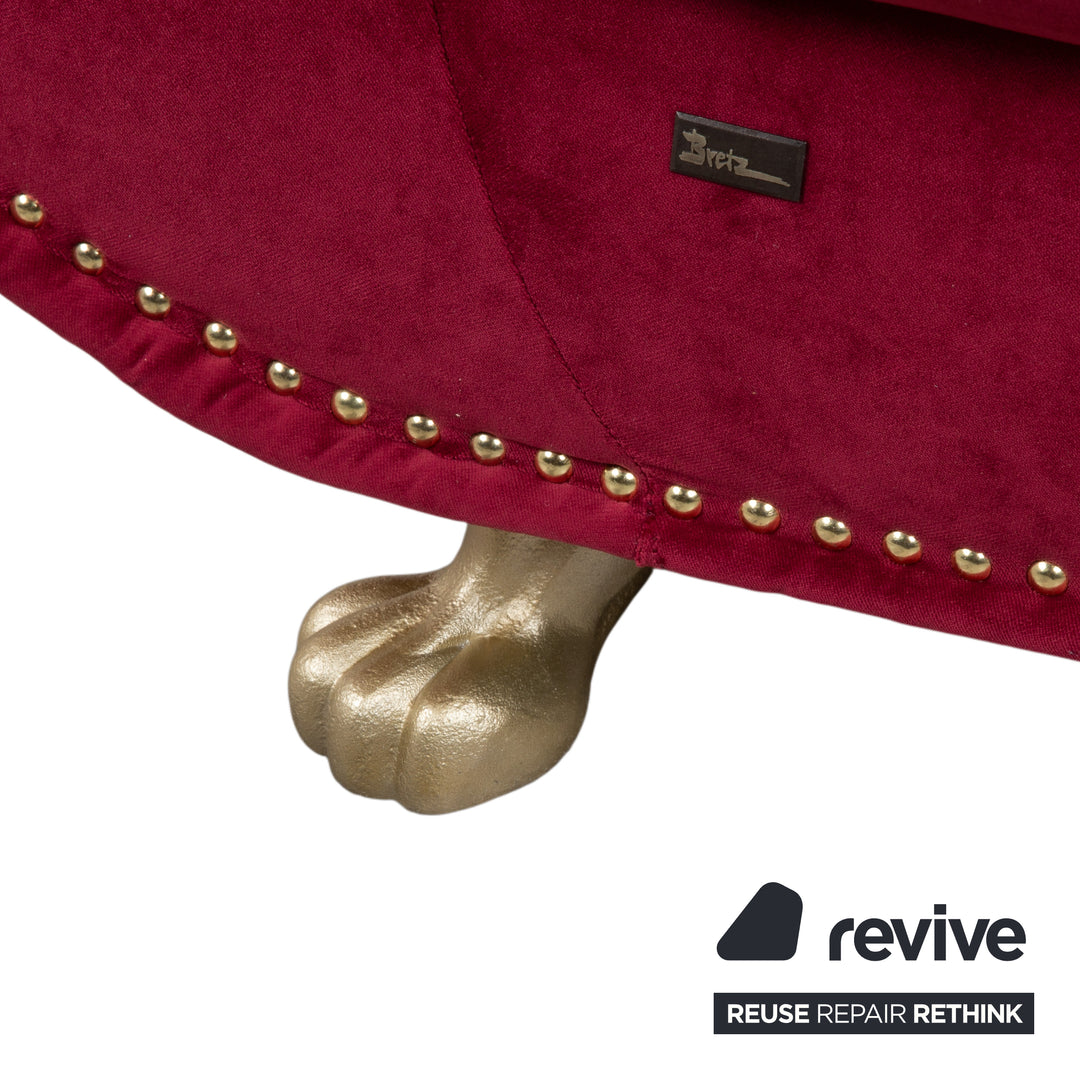 Bretz Gaudi Fabric Three-Seater Red Reupholstered in MELIA FR 851
