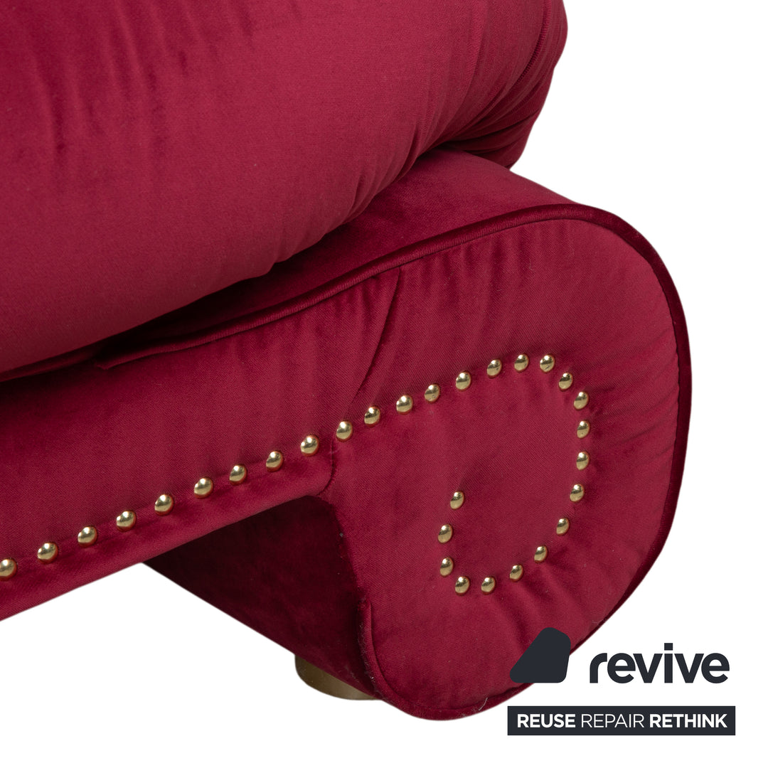Bretz Gaudi Fabric Three-Seater Red Reupholstered in MELIA FR 851
