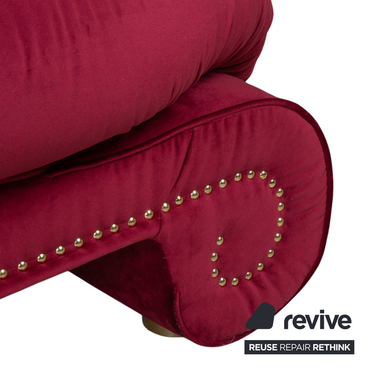 Bretz Gaudi Fabric Three-Seater Red Reupholstered in MELIA FR 851