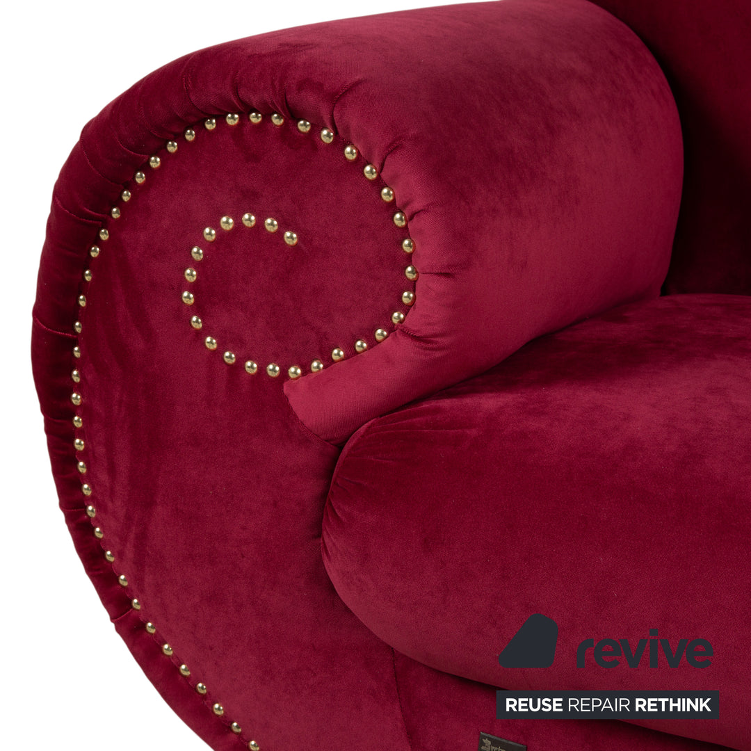 Bretz Gaudi Fabric Three-Seater Red Reupholstered in MELIA FR 851